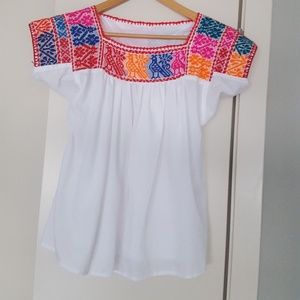 Hand embroidered Mexican peasant blouse